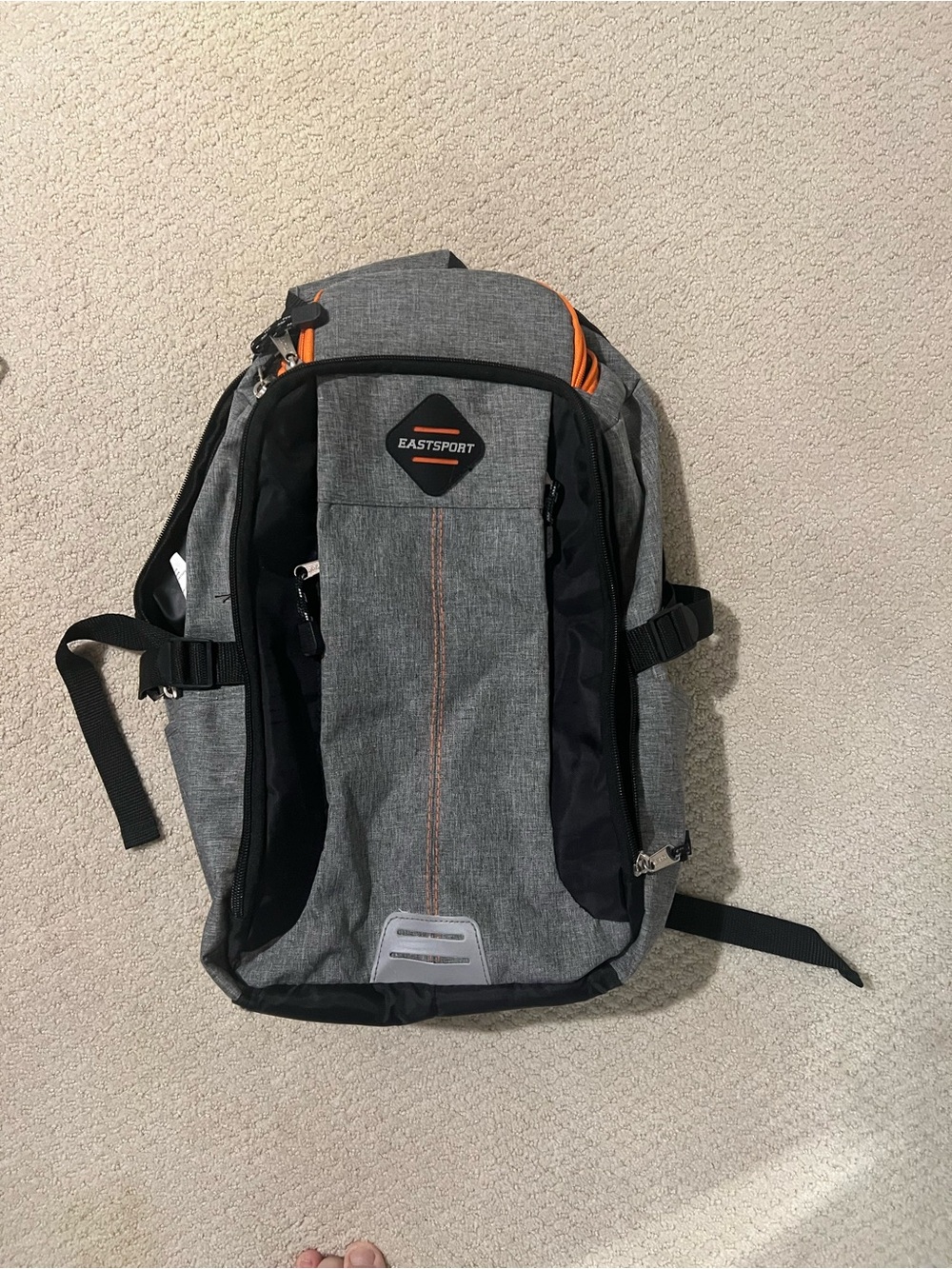 Eastsport Gray and Black Men's Backpack with Orange Accents